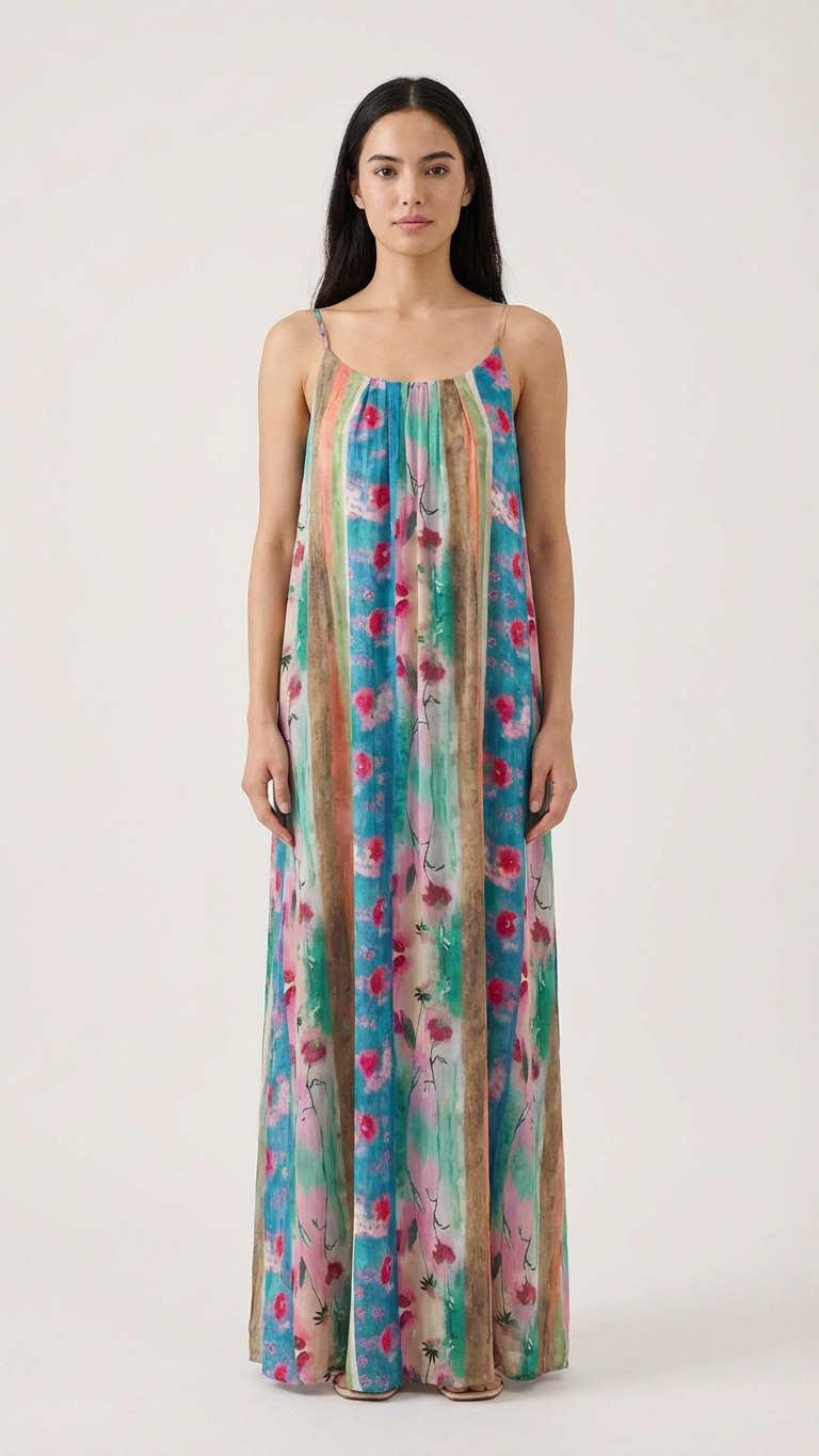 Matching Mommy & Me Colorful Watercolor Maxi Dresse... | DLM