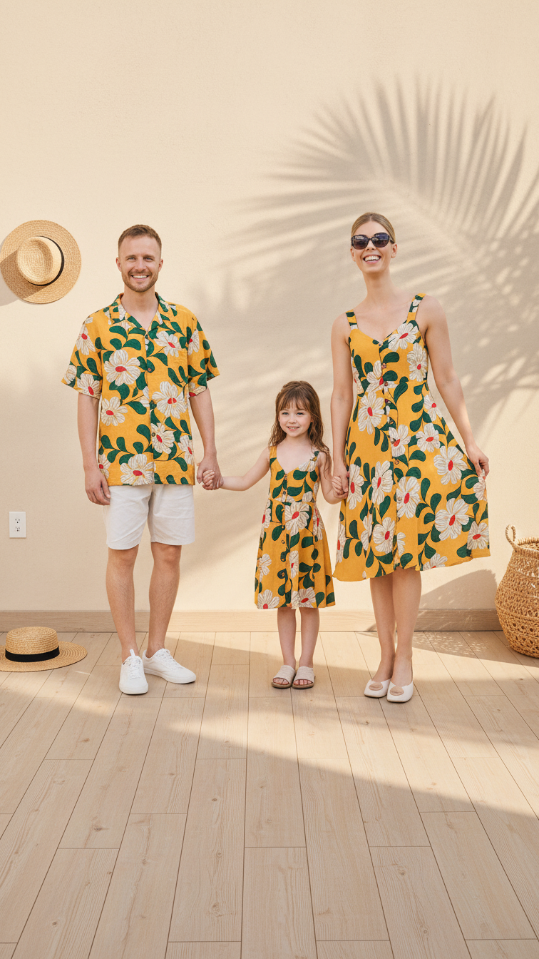 Alternate image of family matching shirts with yellow floral print - matching dress for family