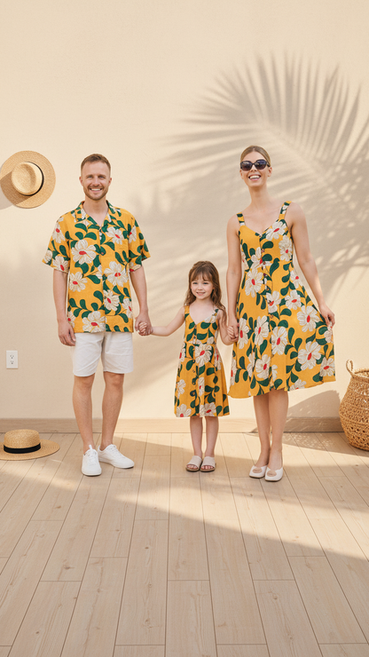 Alternate image of family matching shirts with yellow floral print - matching dress for family