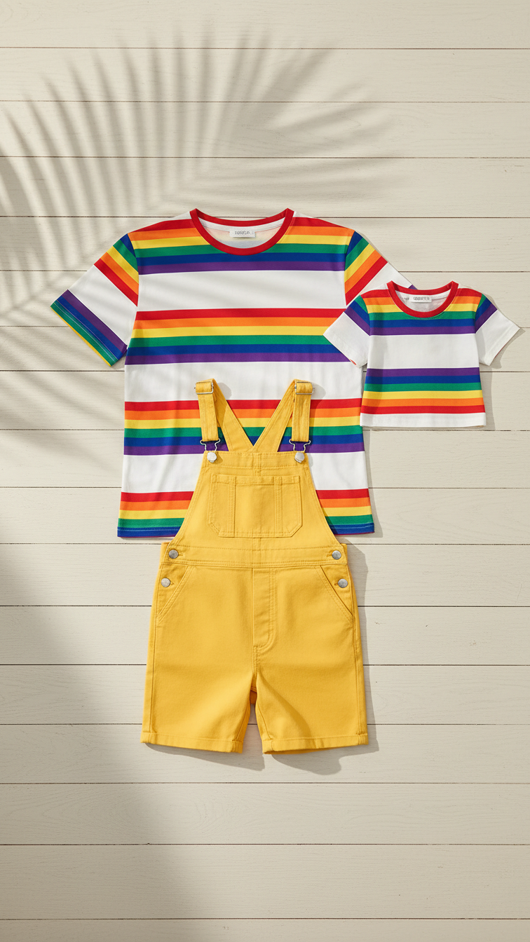 Alternate image of family matching matching sets with rainbow stripe - matching top for family