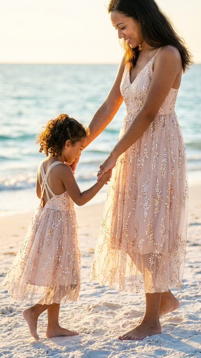 Vestidos de tul con encaje y lentejuelas a juego con entrecruzamiento... | DLM