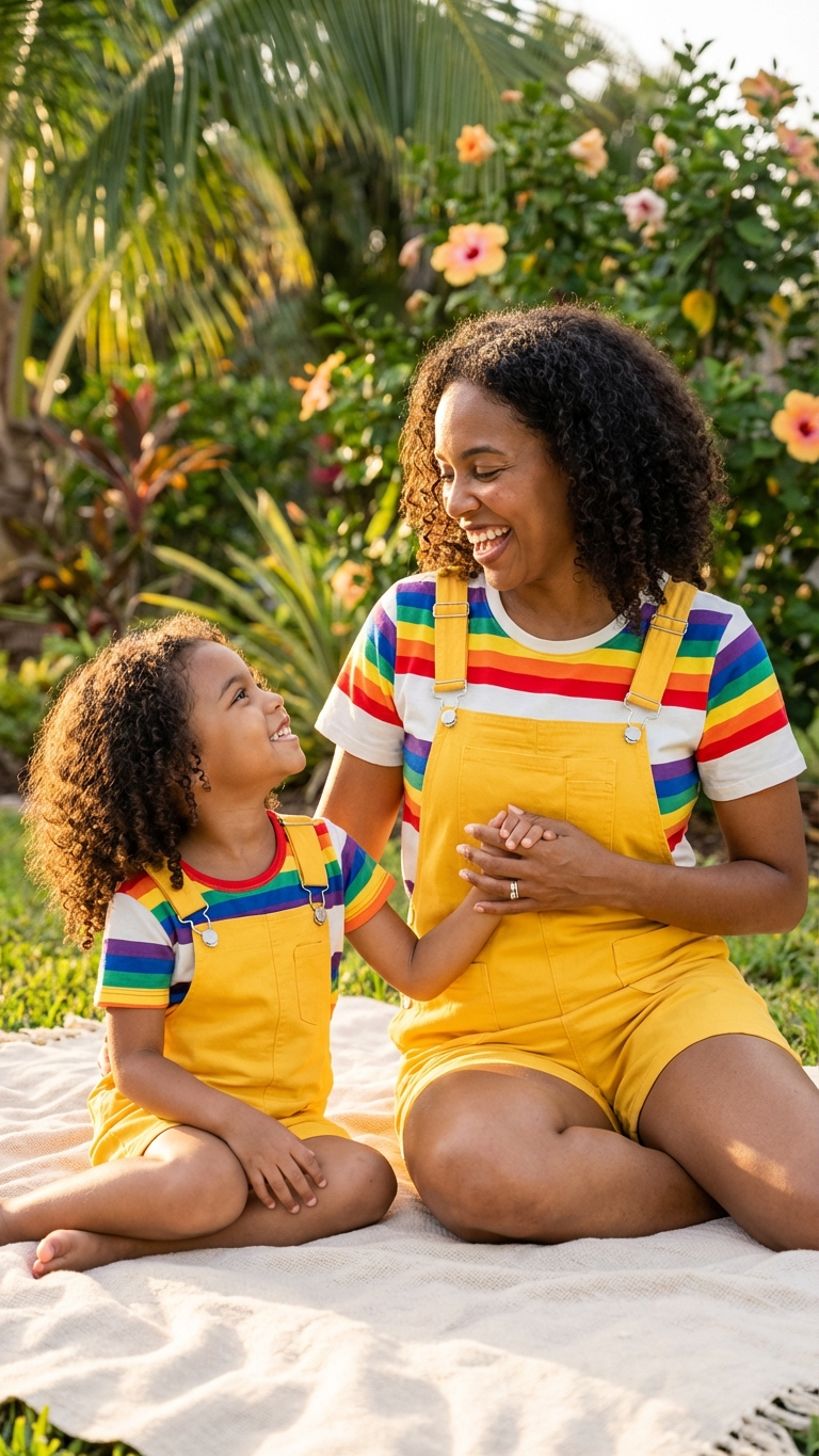 Additional image of family matching matching sets with rainbow stripe - matching top for family