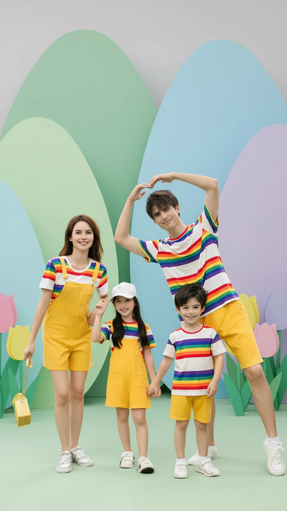 Product image of family matching matching sets with rainbow stripe - matching top for family