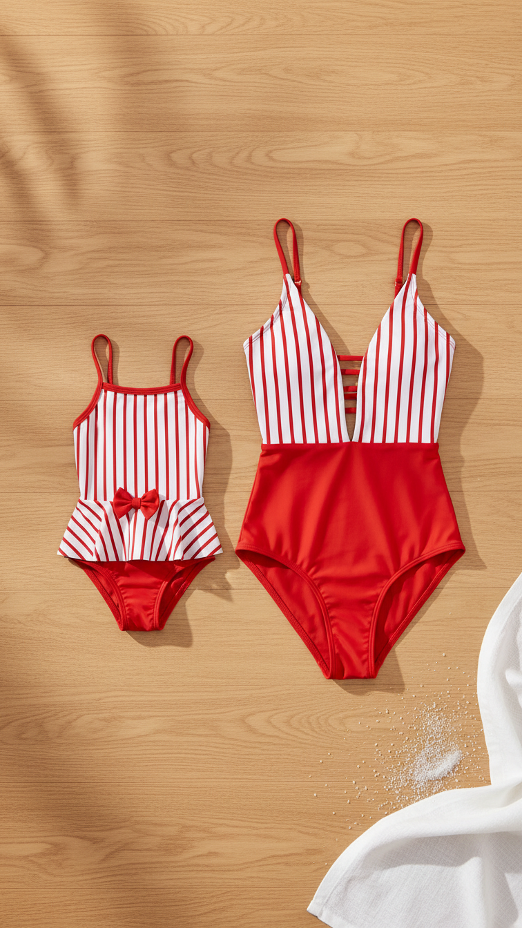 Alternate image of mommy and me swimsuits with christmas print