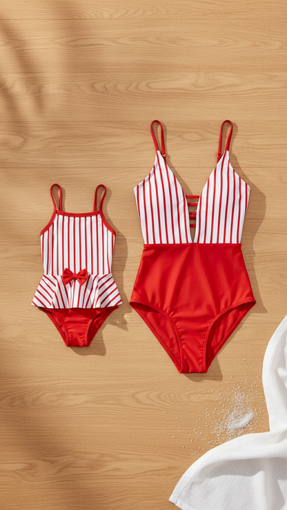Alternate image of mommy and me swimsuits with christmas print
