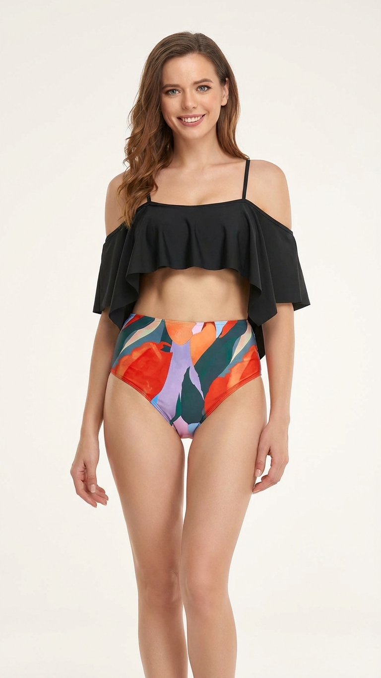 Detail image of mommy and me bikini sets with matching style