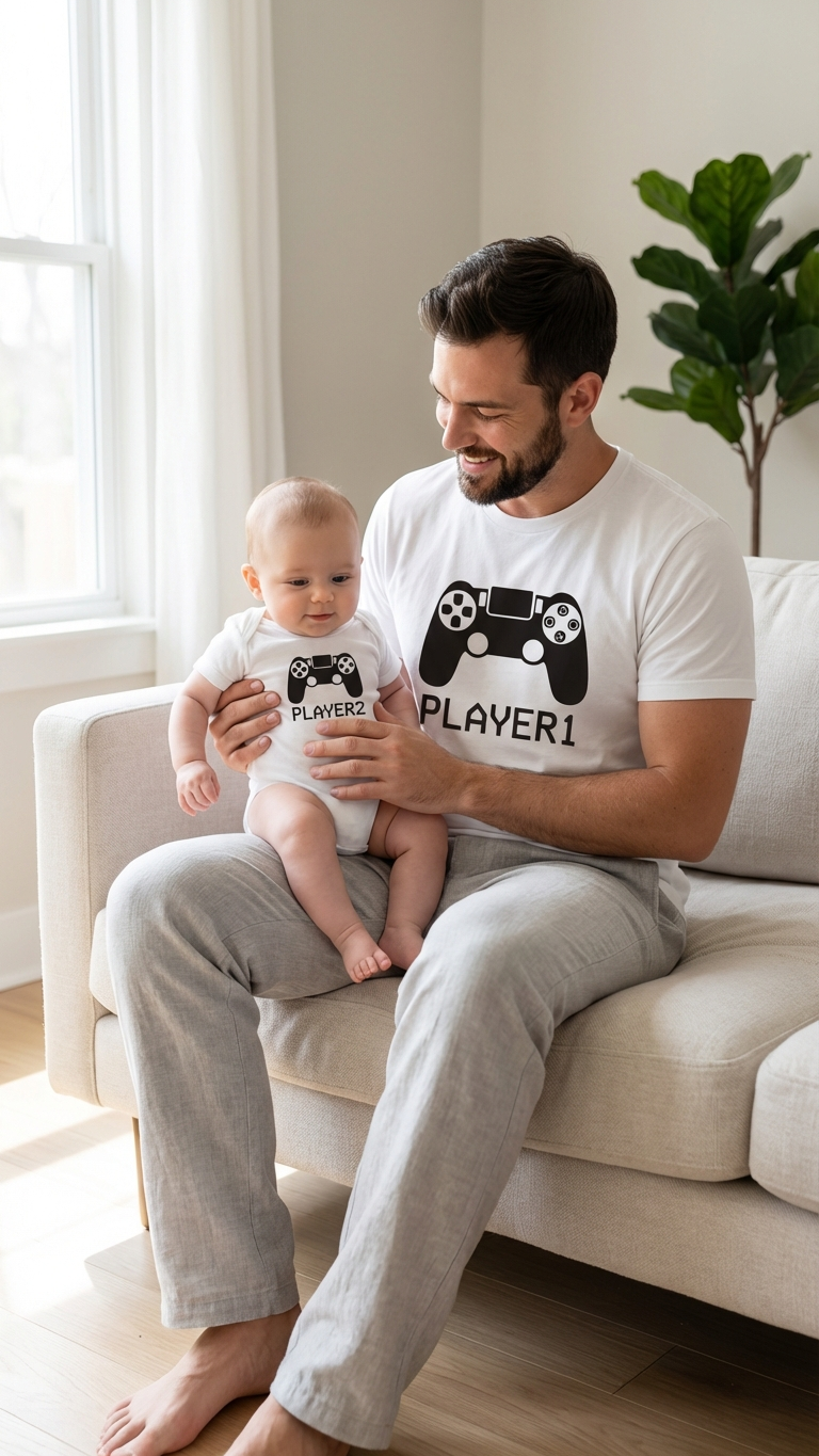 Additional image of family matching t-shirts with graphic print