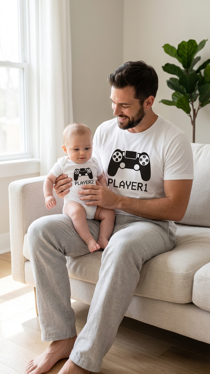 Camiseta original y remezclada de papá y yo