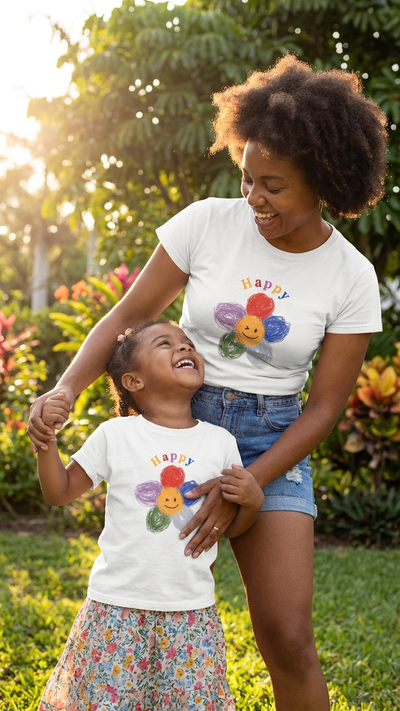 Product image of family matching t-shirts with floral print
