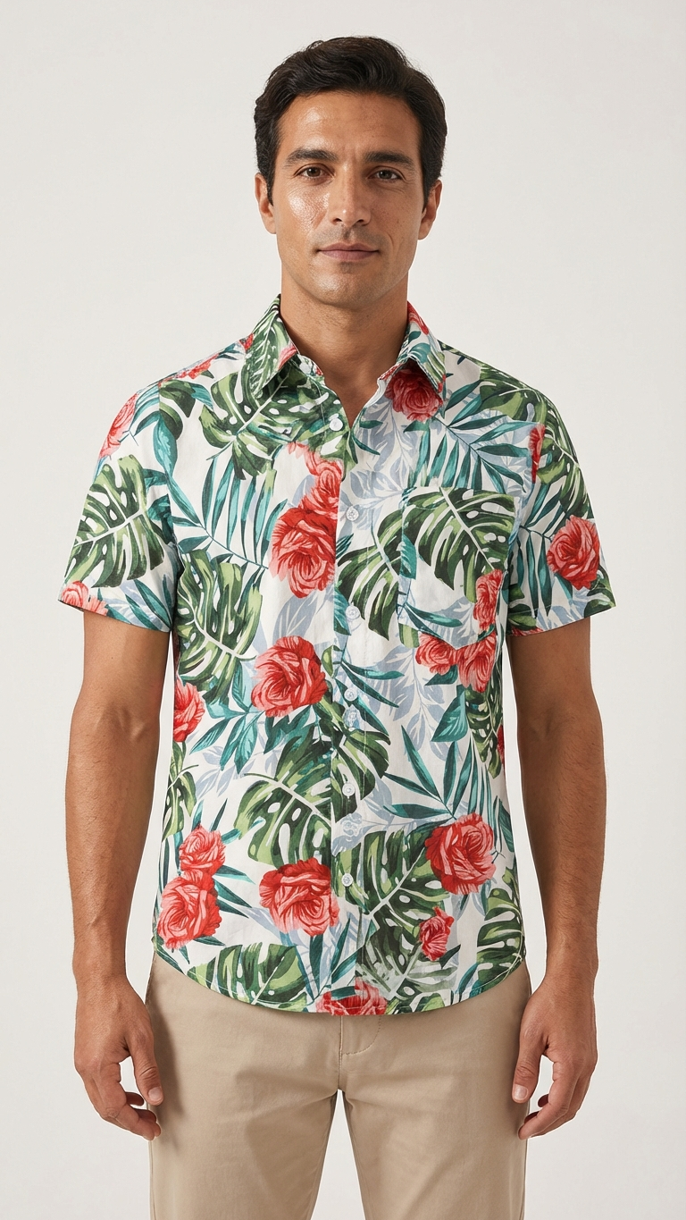 Additional image of family matching t-shirts with tropical print
