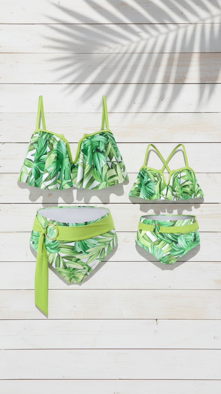 Chic Two-Piece Swimsuit Set Ruffle Detail Top and H... | DLM