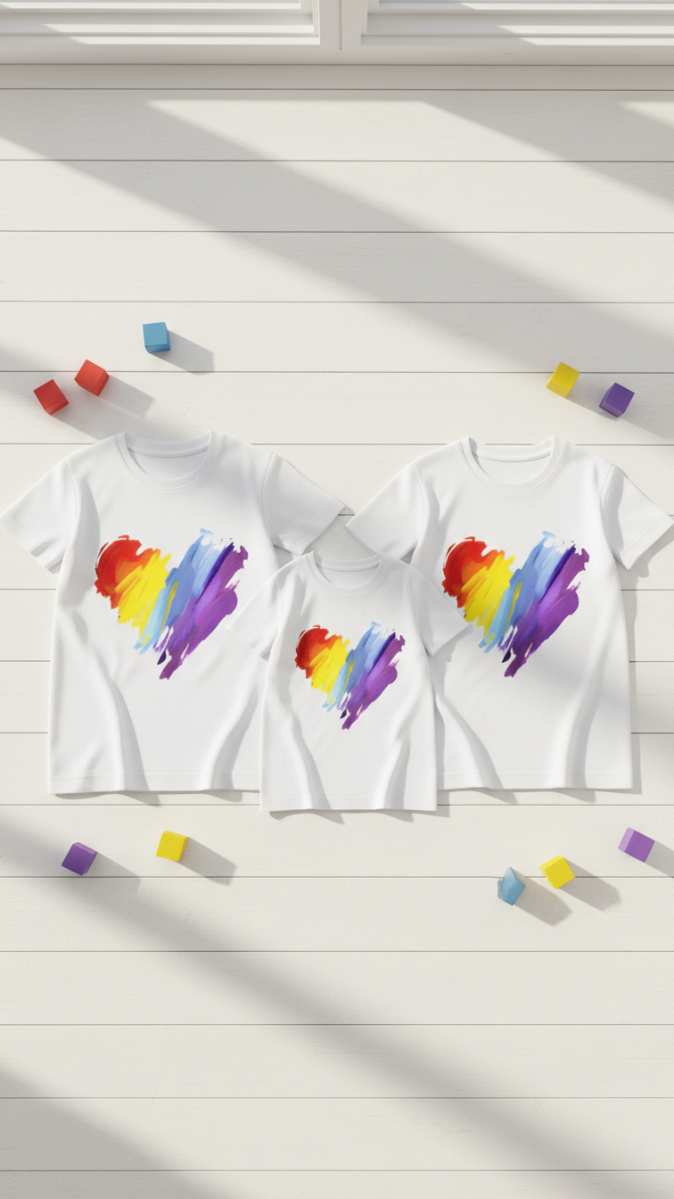 Alternate image of family matching t-shirts with heart print