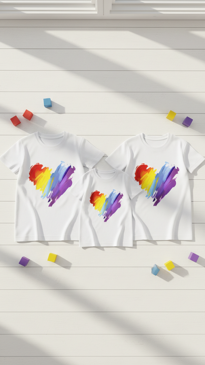 Alternate image of family matching t-shirts with heart print