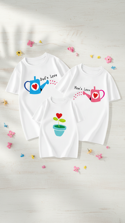 Alternate image of family matching t-shirts with heart print