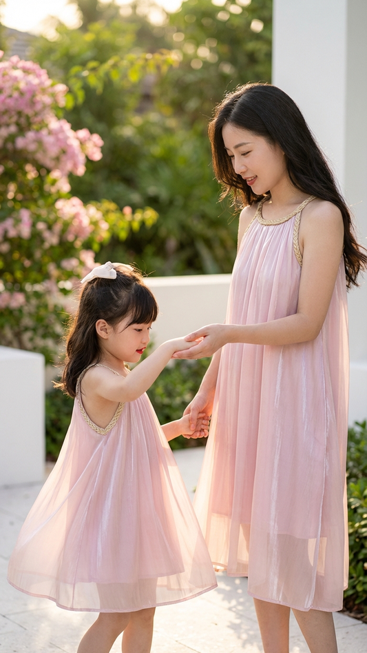 Elegante vestido de gasa sin mangas con detalle de lentejuelas... | DLM