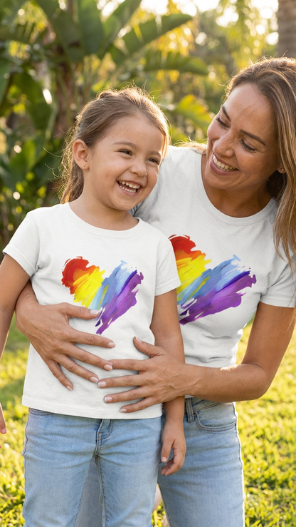 Product image of family matching t-shirts with heart print