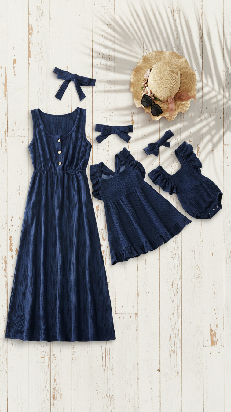 Robes sans manches à volants assorties mère-fille - Sof... | DLM