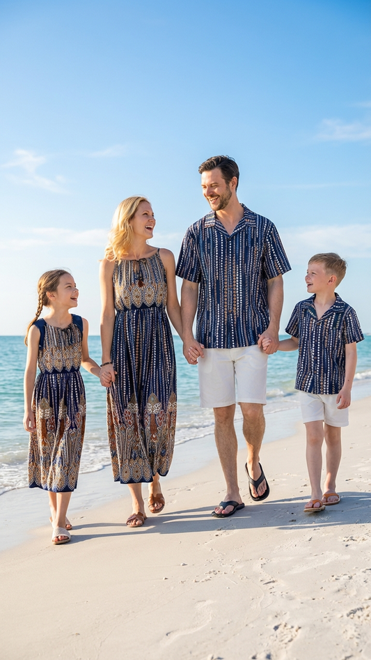 Product image of family matching shirts with floral print - matching swimsuit for family