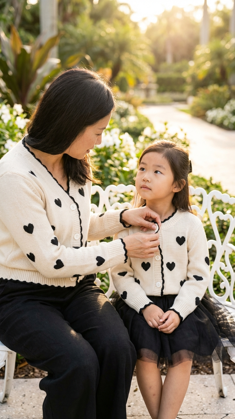 Matching Mother and Daughter Heart Knit Cardigans C... | DLM