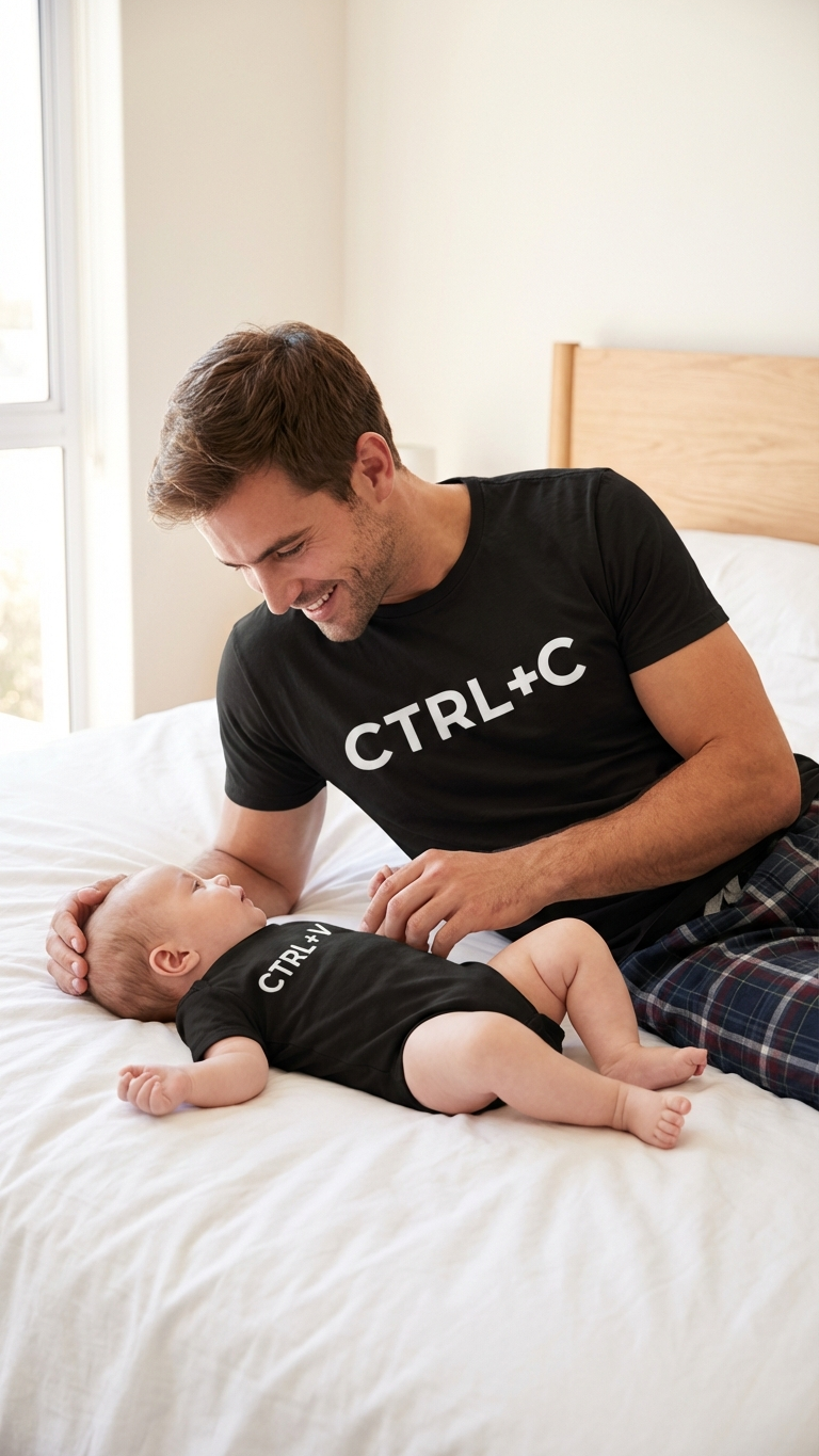 Camiseta original y remezclada de papá y yo