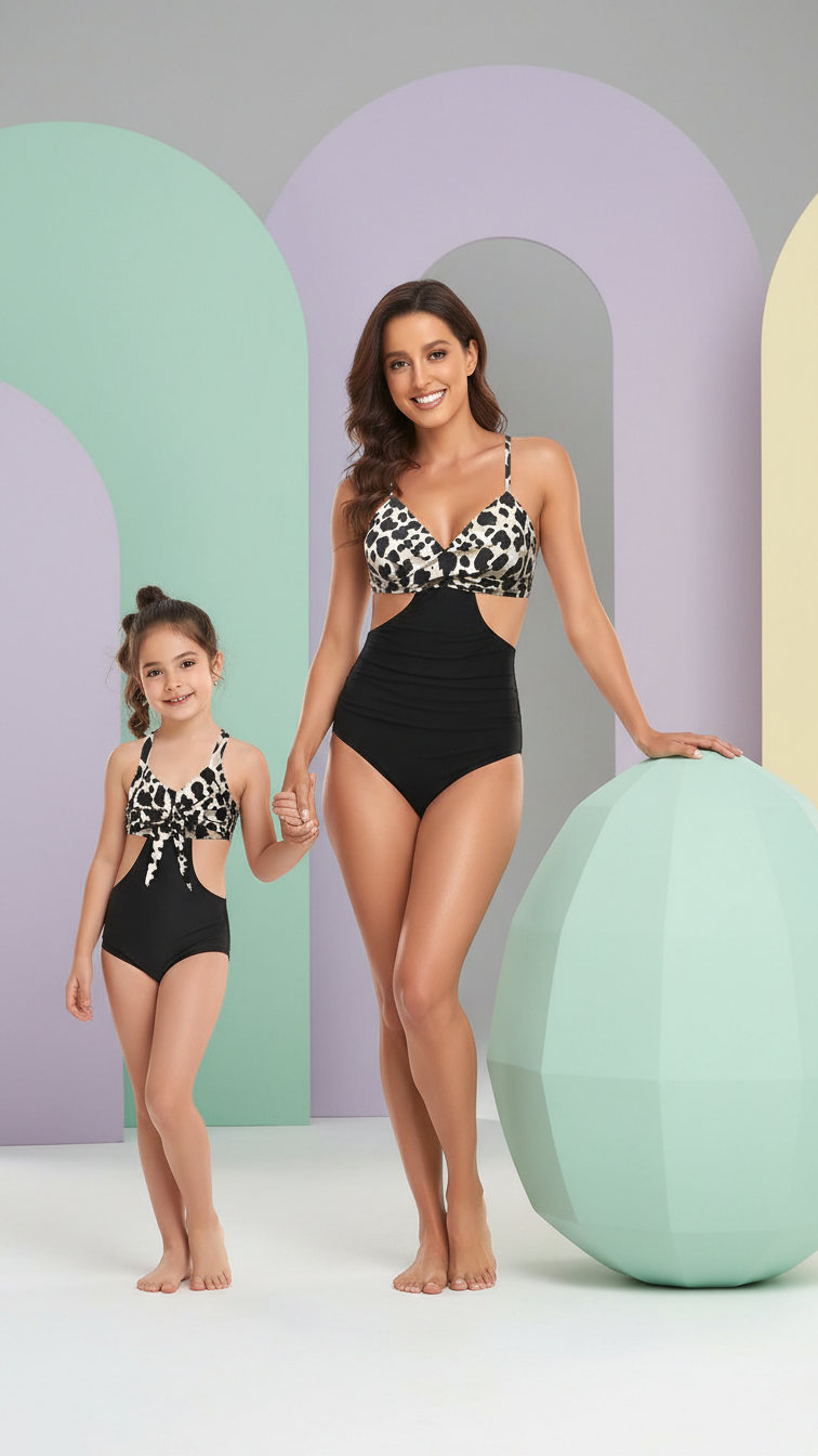 Product image of mommy and me one-piece swimsuits with one-piece