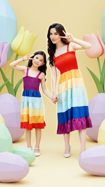 Vibrant Rainbow Maxi Dress Set for Colorful Summer ... | DLM