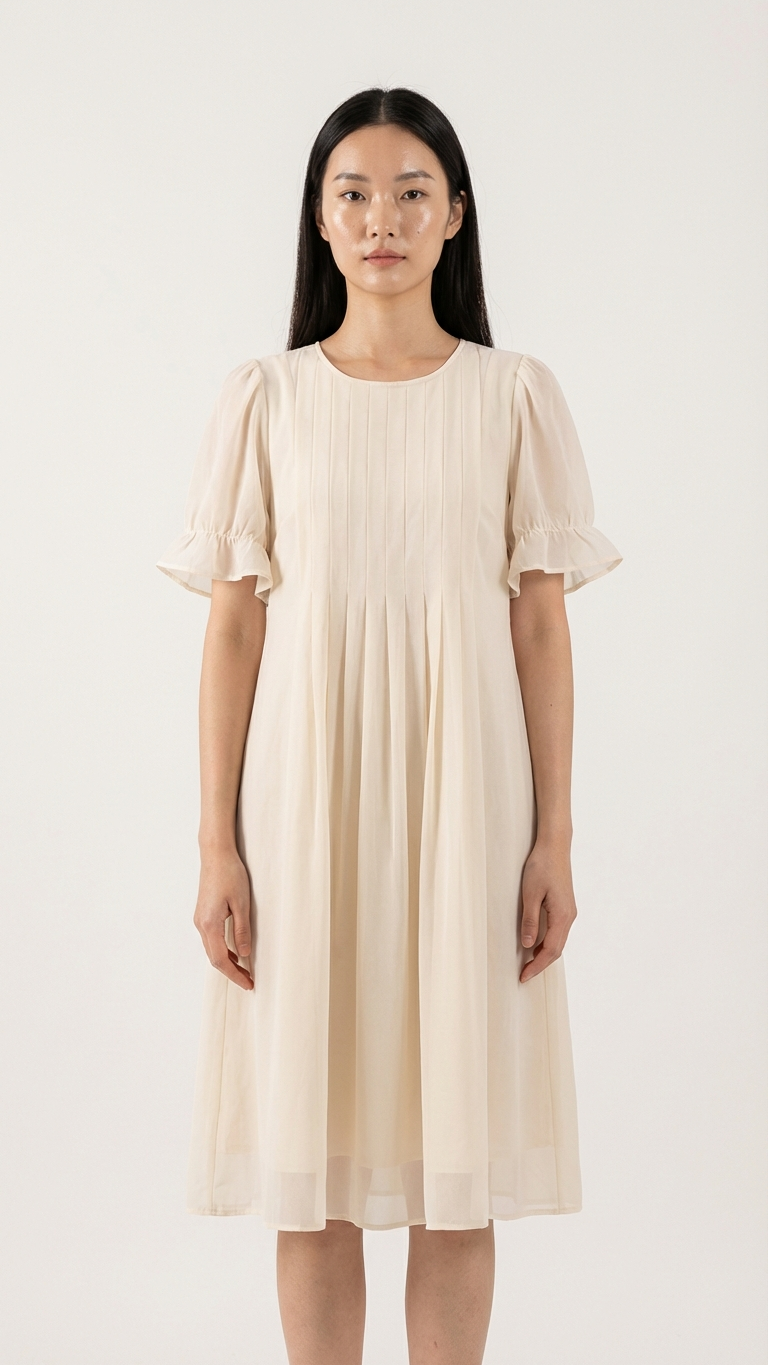 Elegant Beige Chiffon Dresses Mother & Daughter Sum... | DLM