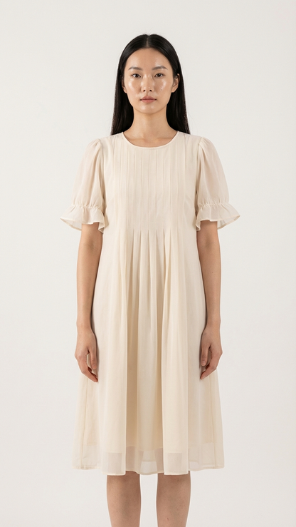 Elegant Beige Chiffon Dresses Mother & Daughter Sum... | DLM