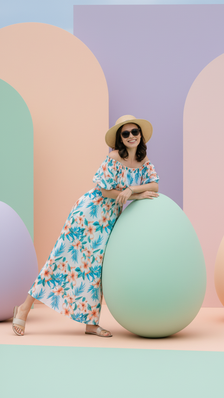 Detail image of family matching matching sets with floral print