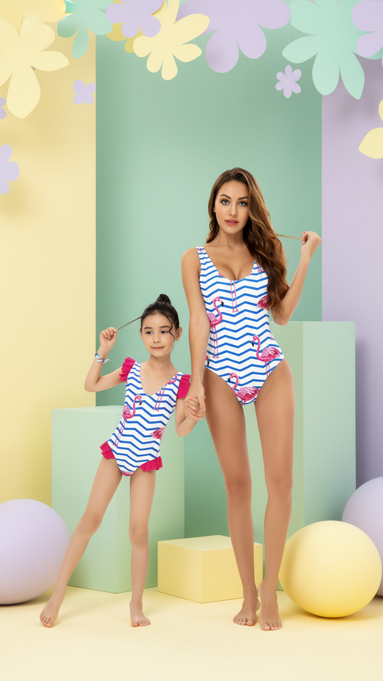 Additional image of mommy and me one-piece swimsuits with striped