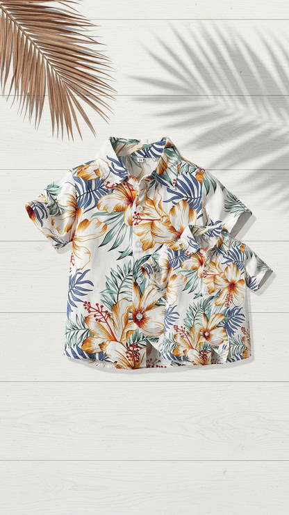 Alternate image of family matching t-shirts with white floral print