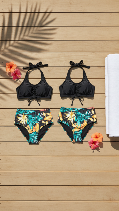 Maillot de bain deux pièces assorti mère et enfant
