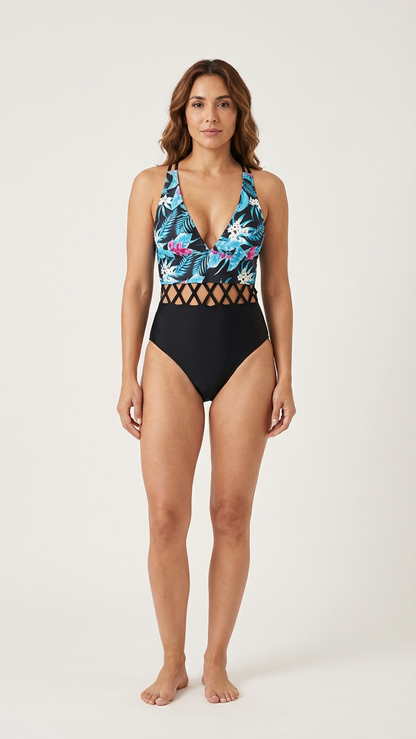 Detail image of mommy and me bikini sets with halloween print