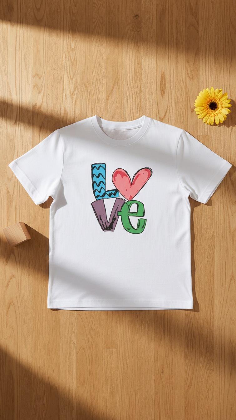 Alternate image of family matching t-shirts with heart print