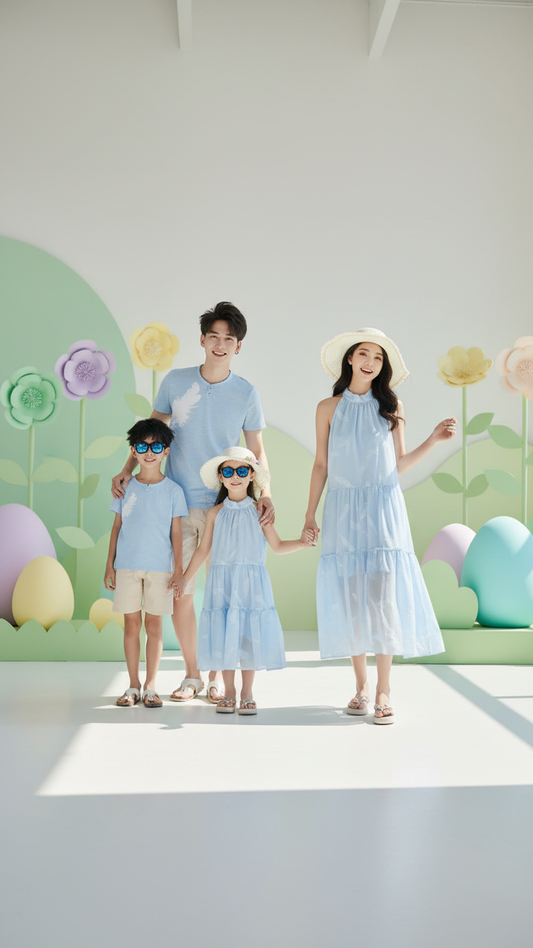 Product image of family matching matching sets with blue - matching dress for family