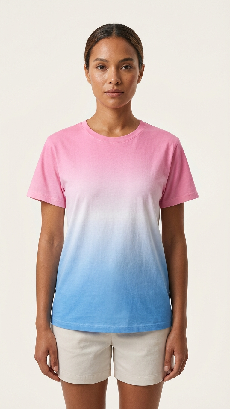 Detail image of family matching matching sets with pink blue ombre - matching top for family