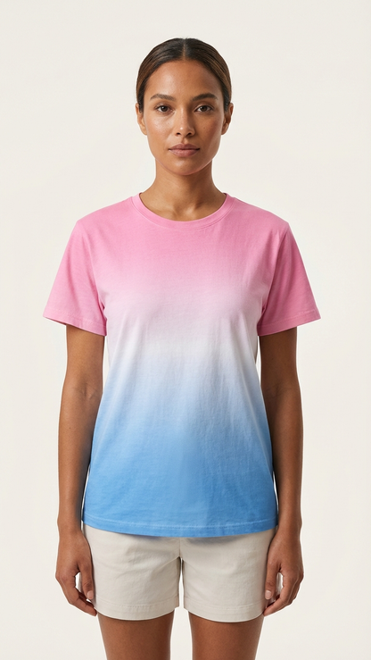 Detail image of family matching matching sets with pink blue ombre - matching top for family