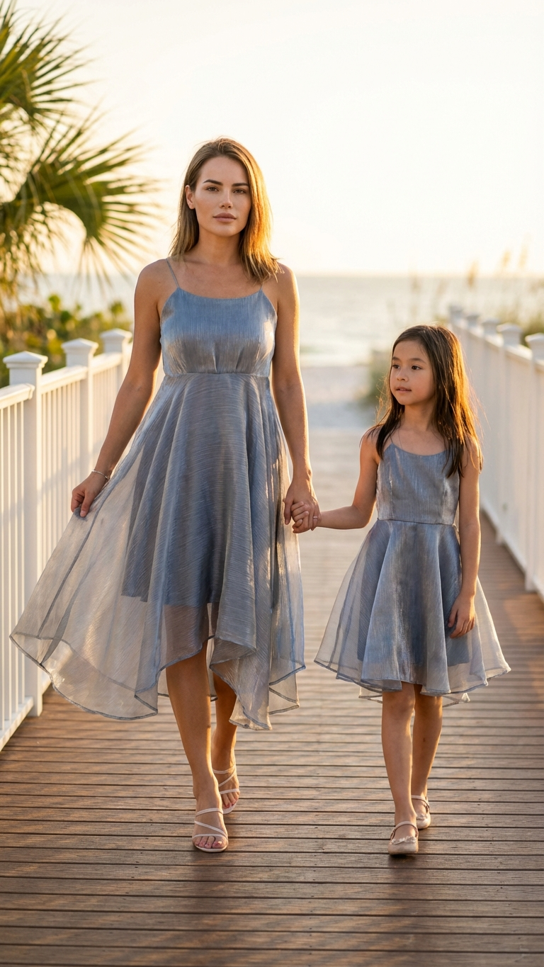 Product image of mommy and me midi dresses with silver