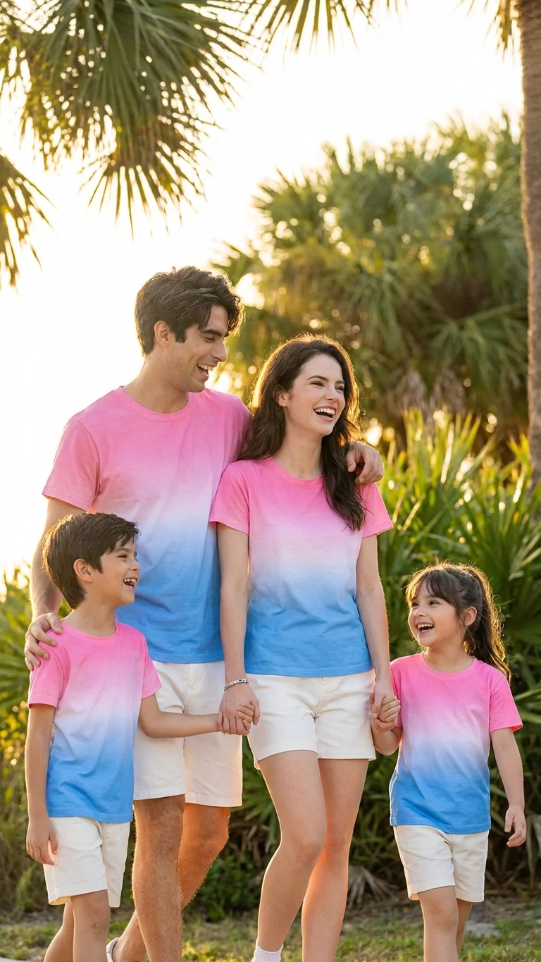 Product image of family matching matching sets with pink blue ombre - matching top for family