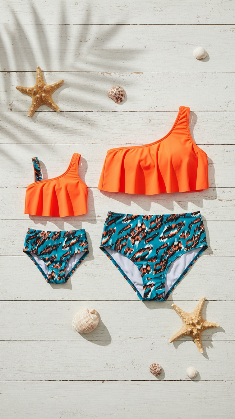 Detail image of mommy and me tankinis with matching style