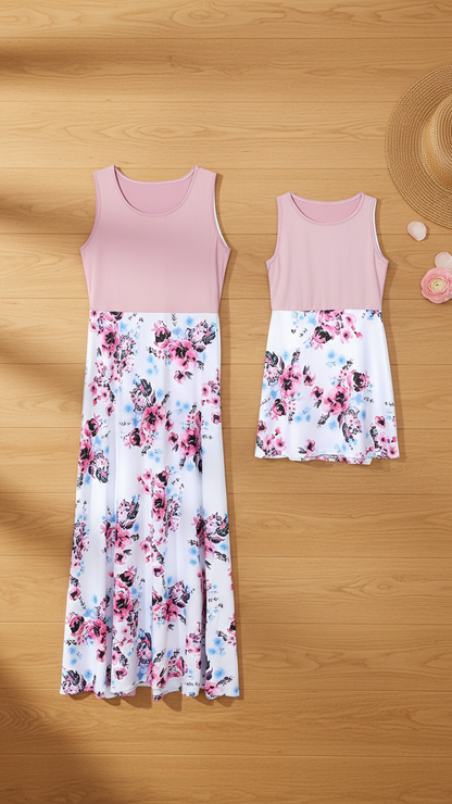 Vestido de flores de primavera para mamá y yo