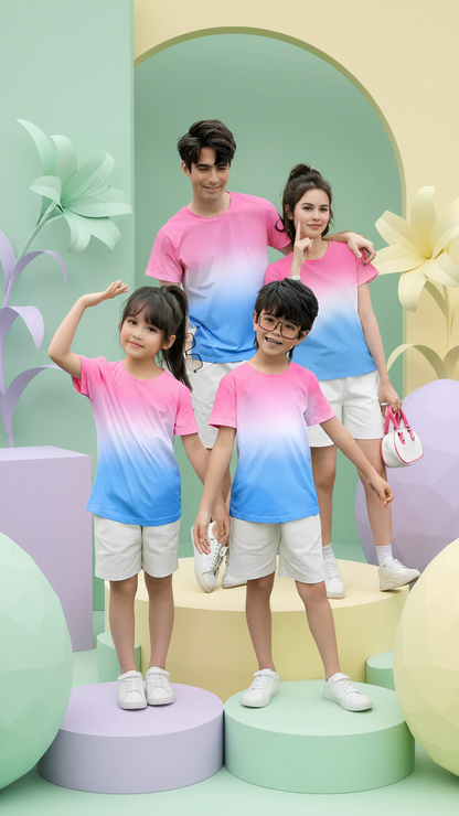 Additional image of family matching matching sets with pink blue ombre - matching top for family
