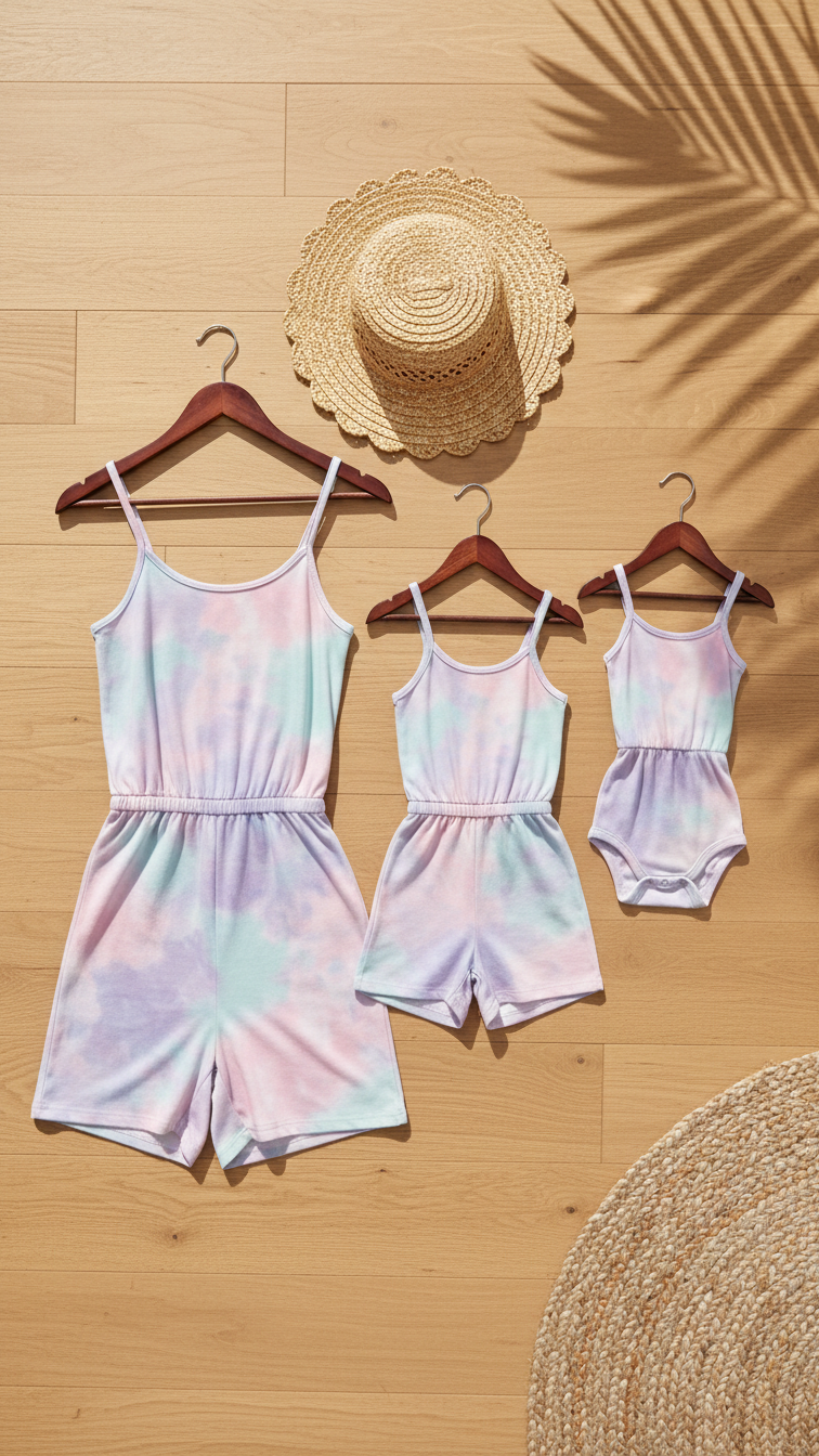 Combinaison-pantalon tie-dye assortie maman et enfant