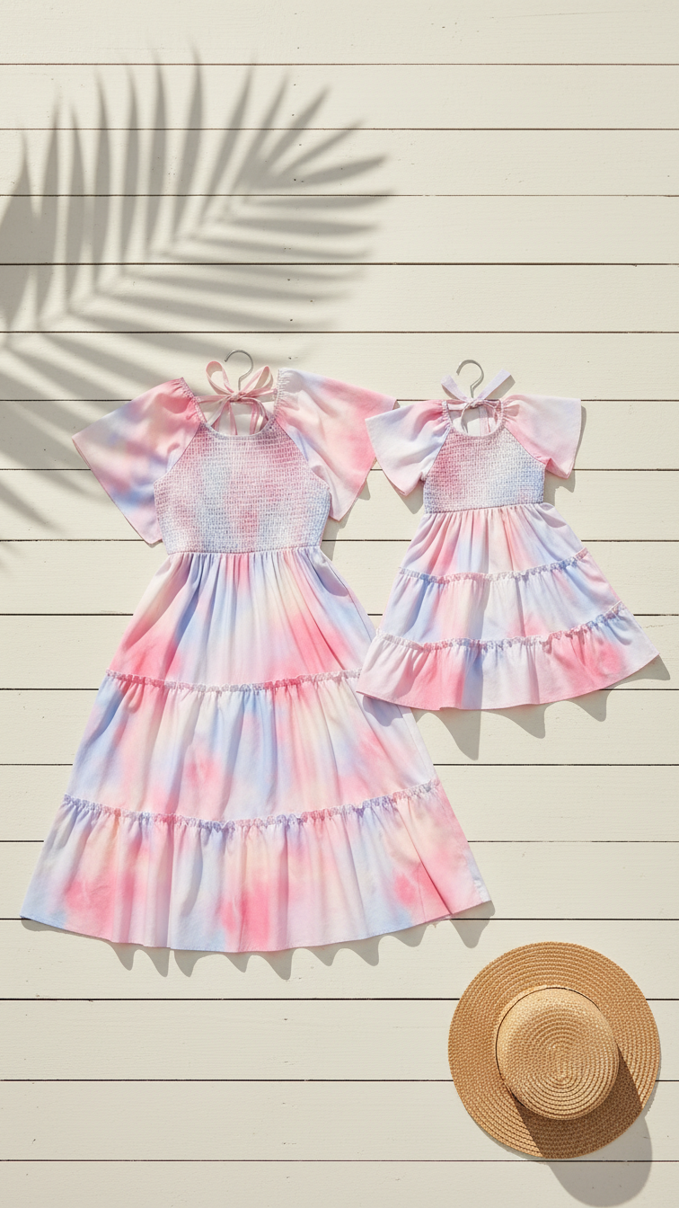 Alternate image of mommy and me maxi dresses with tie-dye print - matching dress for mother daughter