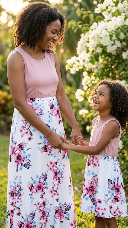 Vestido de flores de primavera para mamá y yo
