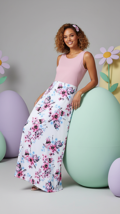 Vestido de flores de primavera para mamá y yo