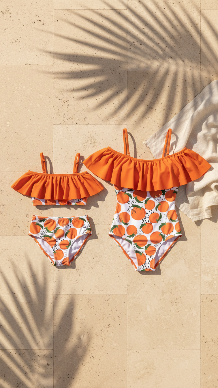 Alternate image of mommy and me swimsuits with orange