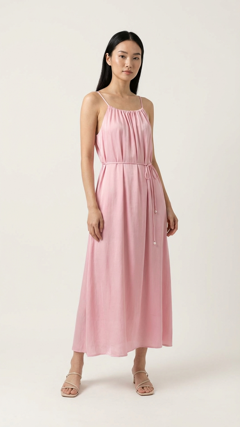 Matching Pink Sleeveless Summer Dress Elegant Sundr... | DLM