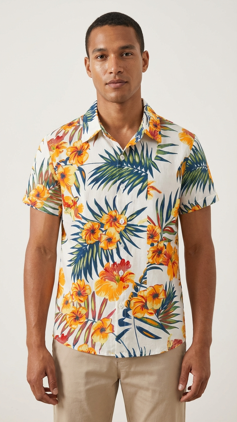 Additional image of family matching t-shirts with tropical print