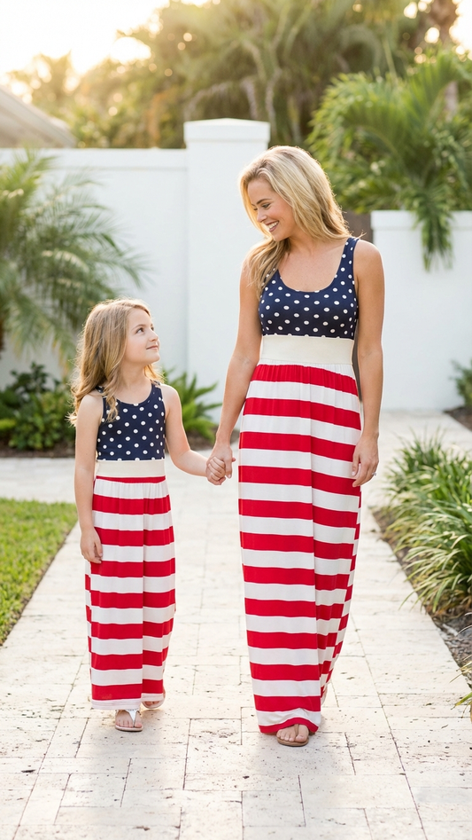 Mother Daughter Flag Maxi Dress